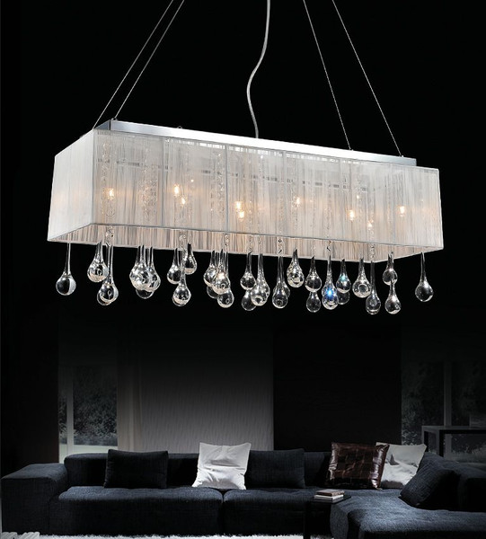 48 Inch Rentangular Pendant Fixture With A White Shade