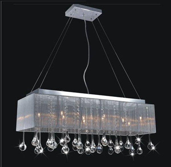 40 Inch Rectangular Pendant With A Silver Shade