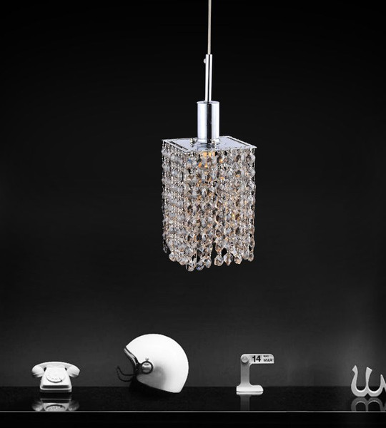 Square Single Pendant With Double Strand Smoke Crystals On A Round Canopy