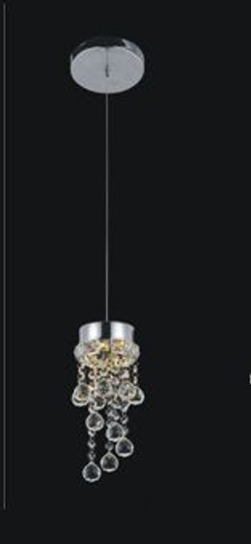 Single Round Pendant With Leveled Dangling Crystals On A Round Canopy