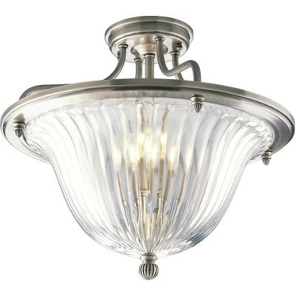 Roxbury Collection Classic Silver 3-light Semi-flushmount