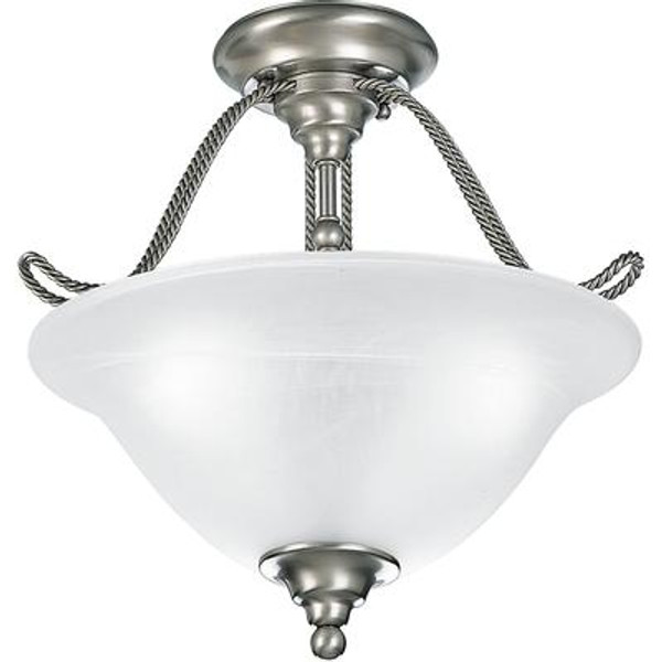 Avalon Collection Brushed Nickel 3-light Semi-flushmount