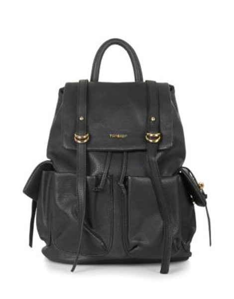 Topshop Large Grainy Backpack - BLACK