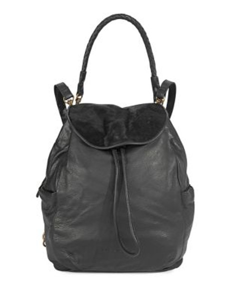 Liebeskind Ida Leather and Calf Hair Backpack - BLACK