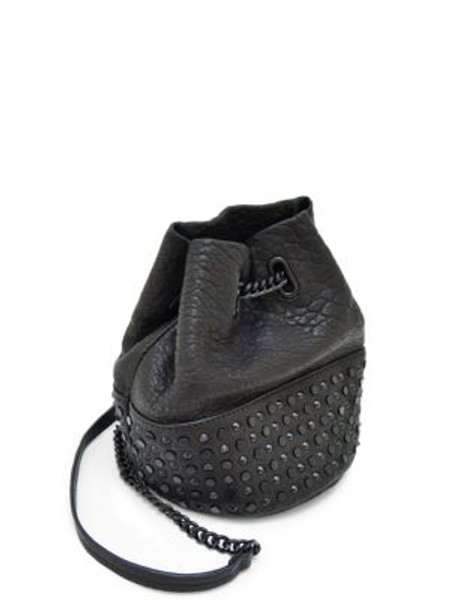 She + Lo Studded Crossbody Bucket Bag - BLACK