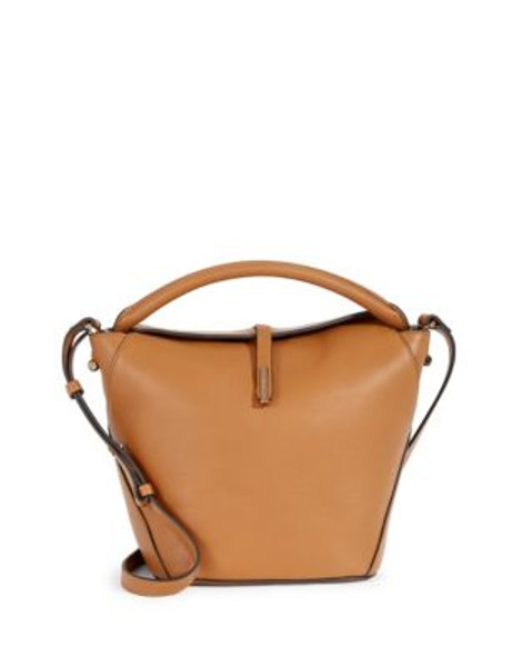 Kenneth Cole Foldover Leather Bucket Bag - LUGGAGE