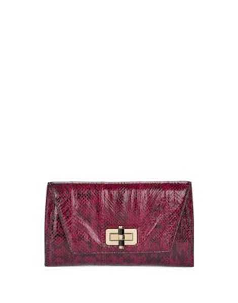 Diane Von Furstenberg Vintage Style Leather Clutch - CERISE