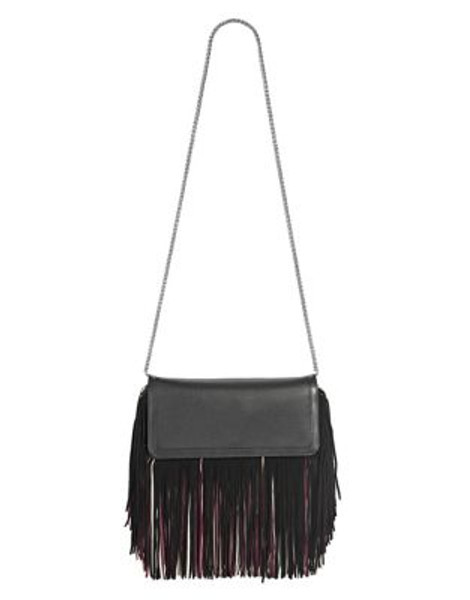 Sam Edelman Fringed Suede Leather Clutch - BLACK