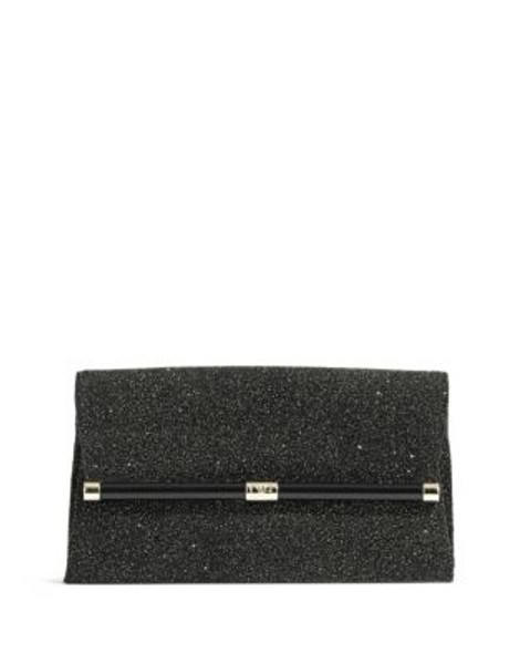 Diane Von Furstenberg Diamond Dust Leather Envelope Clutch - BLACK