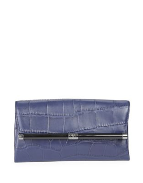 Diane Von Furstenberg Embossed Leather Envelope Clutch - DARK NIGHT