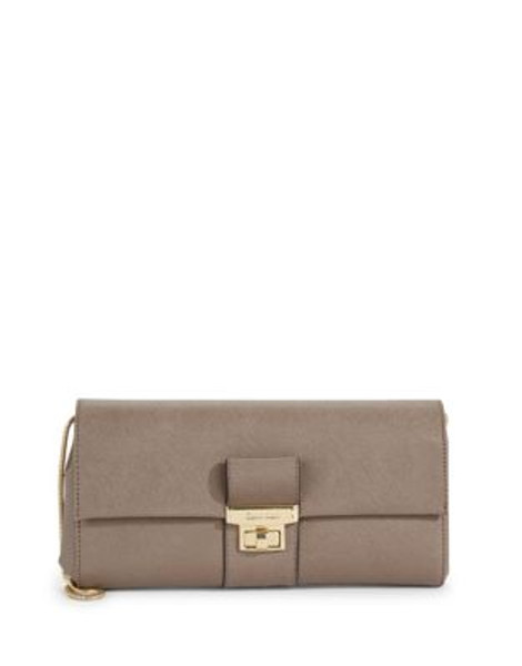 Calvin Klein Saffiano Leather Clutch Bag - DARK TAUPE