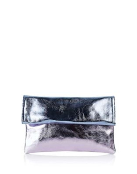 Topshop Two-Tone Metallic Leather Clutch - LILAC