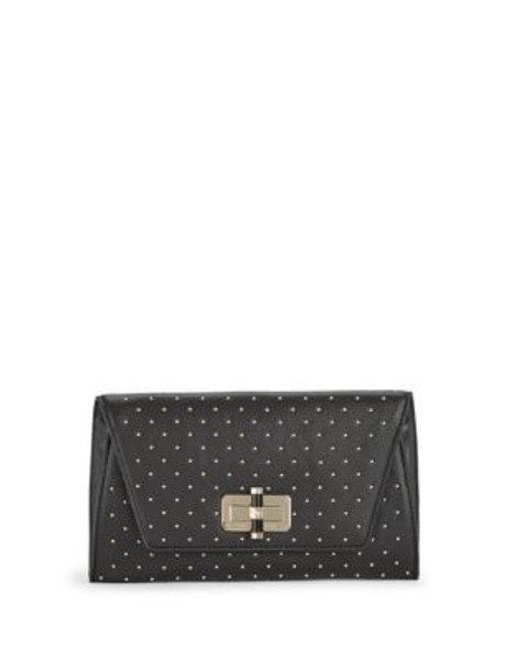 Diane Von Furstenberg Uptown Micro Studded Leather Clutch - BLACK/GOLD