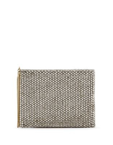 Reiss Embellished Bead Envelope Clutch - SILVER