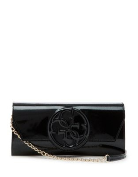 Guess Korry Faux Patent Crossbody Clutch - ONYX