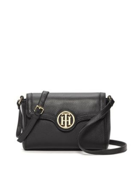 Tommy Hilfiger Maggie Leather Crossbody Bag - BLACK