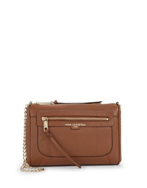 Karl Lagerfeld Alexa Leather Crossbody - SADDLE