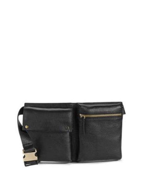 Kenneth Cole Metallic Leather Fanny Pack - BLACK