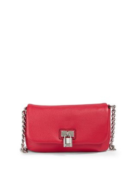 Calvin Klein Leather Crossbody Padlock Bag - RED