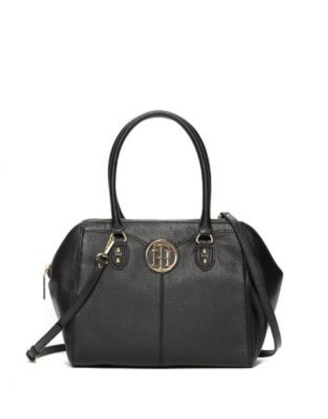 Tommy Hilfiger Maggie Pebble Leather Satchel - BLACK