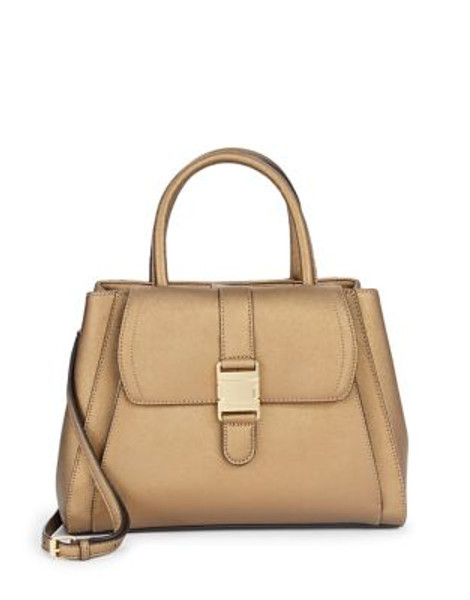 Calvin Klein Lima Saffiano Leather Satchel - GOLD