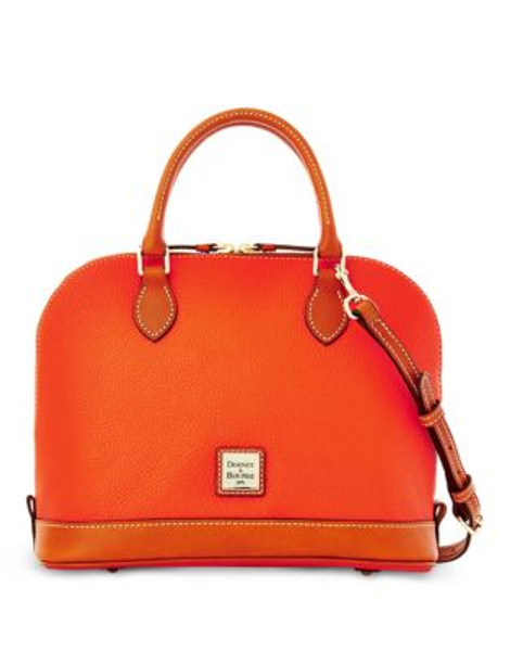 Dooney & Bourke Pebbled Leather Zip Satchel - ORANGE