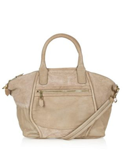 Topshop Leather and Suede Panel Tote Bag - TAUPE/BEIGE