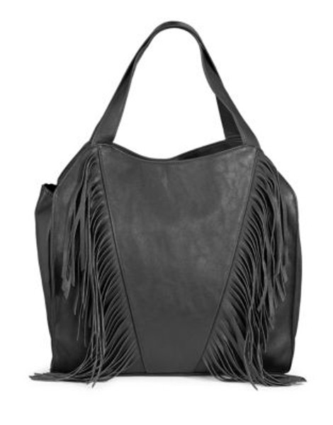 Kensie Large Fringe Hobo Bag - BLACK