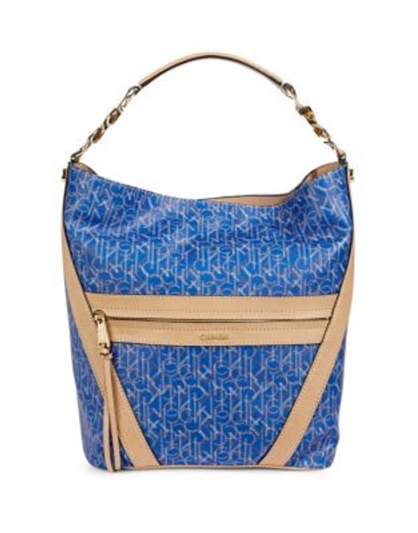 Calvin Klein Sadia Monogrammed Hobo Bag - BLUE