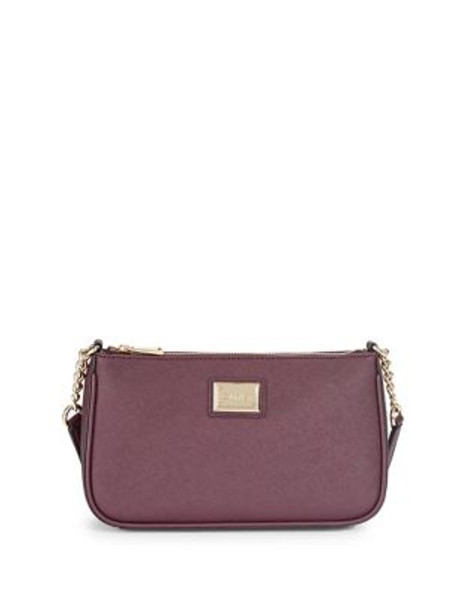 Calvin Klein Saffiano Leather Crossbody Bag - RUM RAISIN