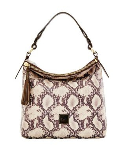 Dooney & Bourke Sloan Snake Print Leather Hobo Bag - NATURAL