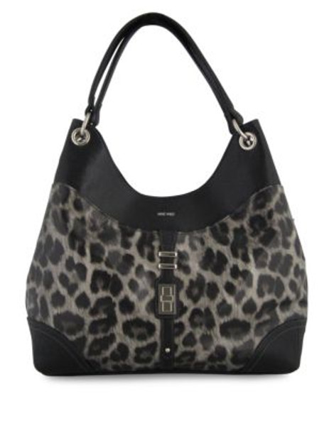 Nine West Flip Lock Medium Hobo Bag - LEOPARD