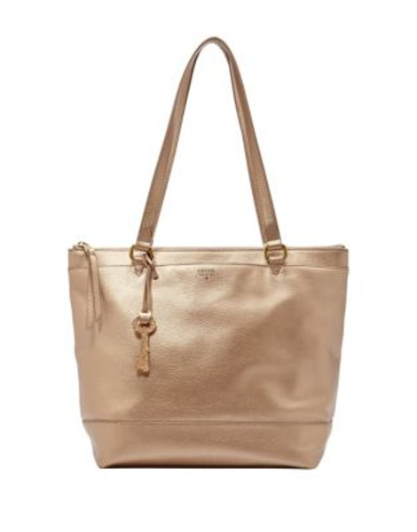 Fossil Leather Shopper Tote - PALE ROSE METALLIC