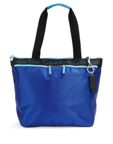 Calvin Klein Nylon Top-Zip Tote - BLUE