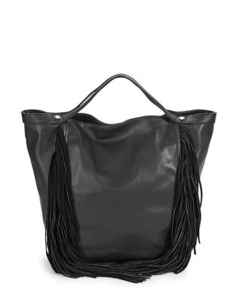 Steve Madden Blucca Large Fringed Tote - BLACK