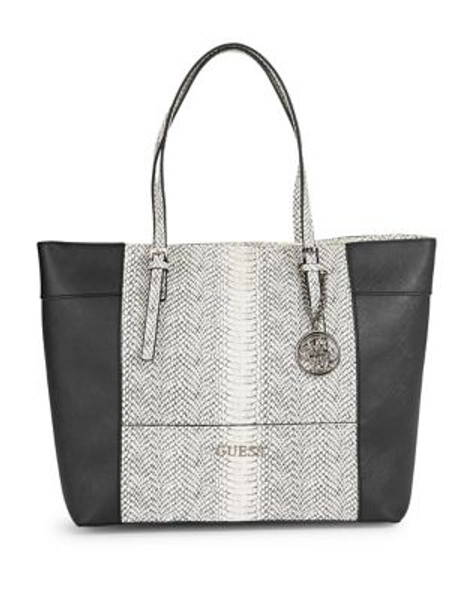 Guess Delaney Classic Tote Bag - WHITE MULTI