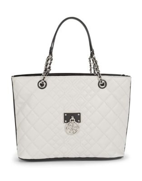 Guess Aliza Quilted Tote Bag - ALMOND MULTI