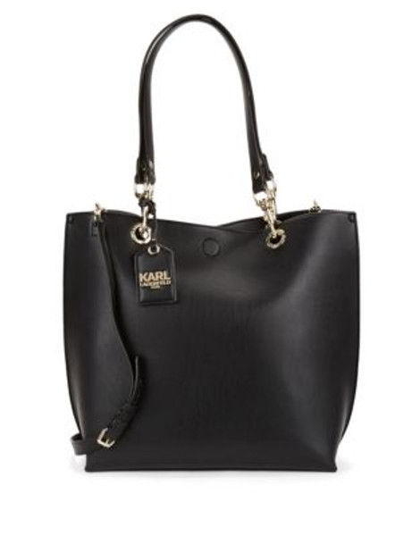 Karl Lagerfeld Bell Faux Leather Tote - BLACK
