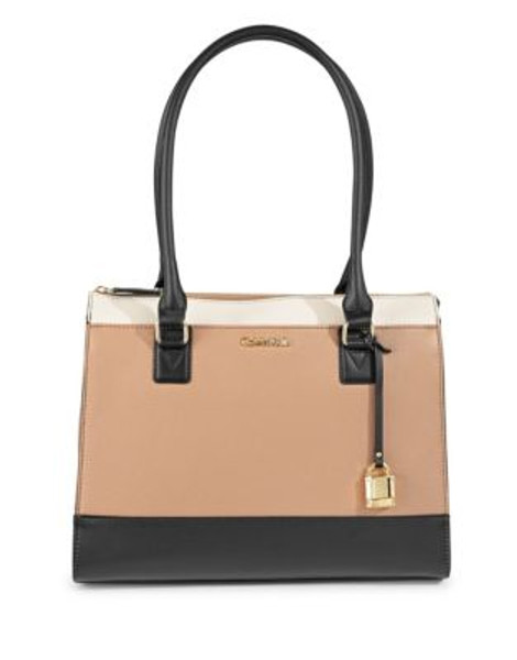 Calvin Klein Leather Scarlett Satchel - MOCHA