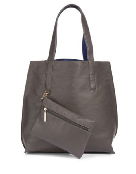 Kensie Faux Leather Reversible Tote Bag - DARK SMOKE COMBO