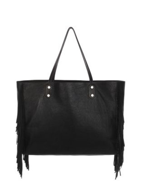 Sam Edelman Payton Fringe Leather Tote - BLACK