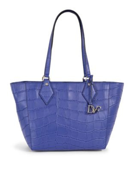 Diane Von Furstenberg East-West Embossed Leather Tote - LAPIS SHOCK