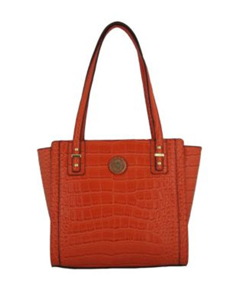 Anne Klein Croc-Embossed Shopper Tote - ORANGE CROCO