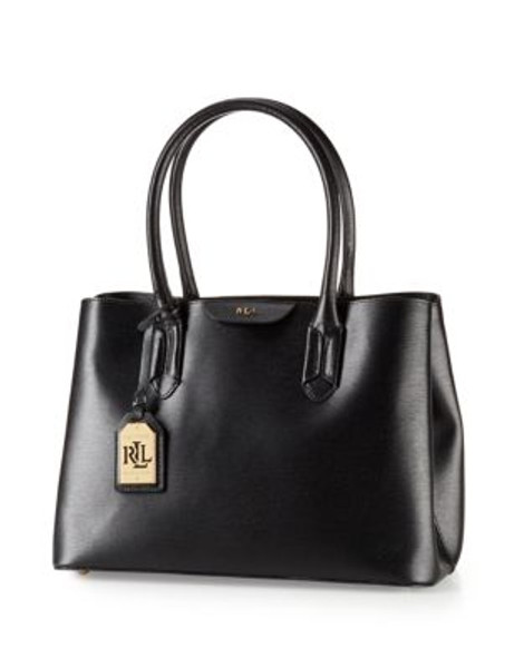 Lauren Ralph Lauren Tate Leather City Shopper - BLACK