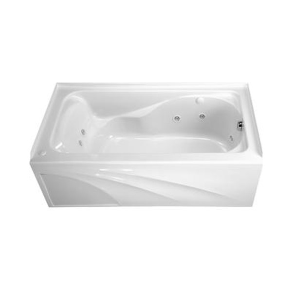 Cadet 5 feet Integral Apron Left Drain EverClean Whirlpool Tub in White