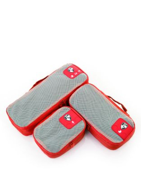 Heys Pack ID 3 pc Slim Packing Cube Set 3 size - RED