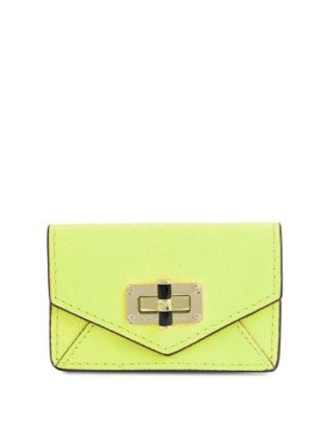 Diane Von Furstenberg Turnlock Leather Card Case - SHOCKING YELLOW