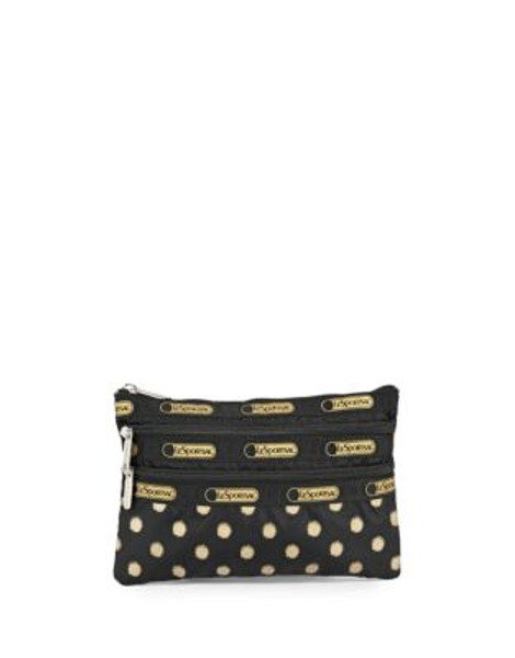 Lesportsac Triple Zip Cosmetics Pouch - BLACK/GOLD