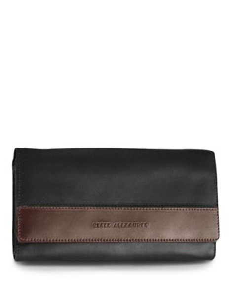 Derek Alexander Multi Compartment Clutch Ladies Wallet - BLACK/BROWN