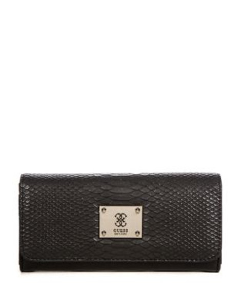 Guess Angela Embossed Flap Clutch - BLACK